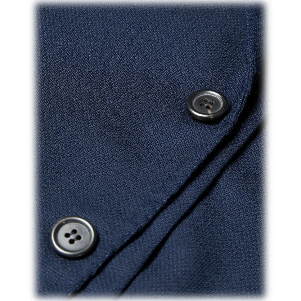 Viola Milano - Sartorial Half-lined Hopsack Blazer - Navy - Handmade in Italy - Luxury Exclusive Collection - Avvenice