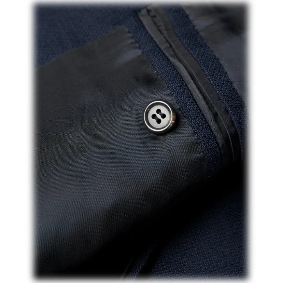Viola Milano - Sartorial Half-lined Hopsack Blazer - Navy - Handmade in Italy - Luxury Exclusive Collection - Avvenice