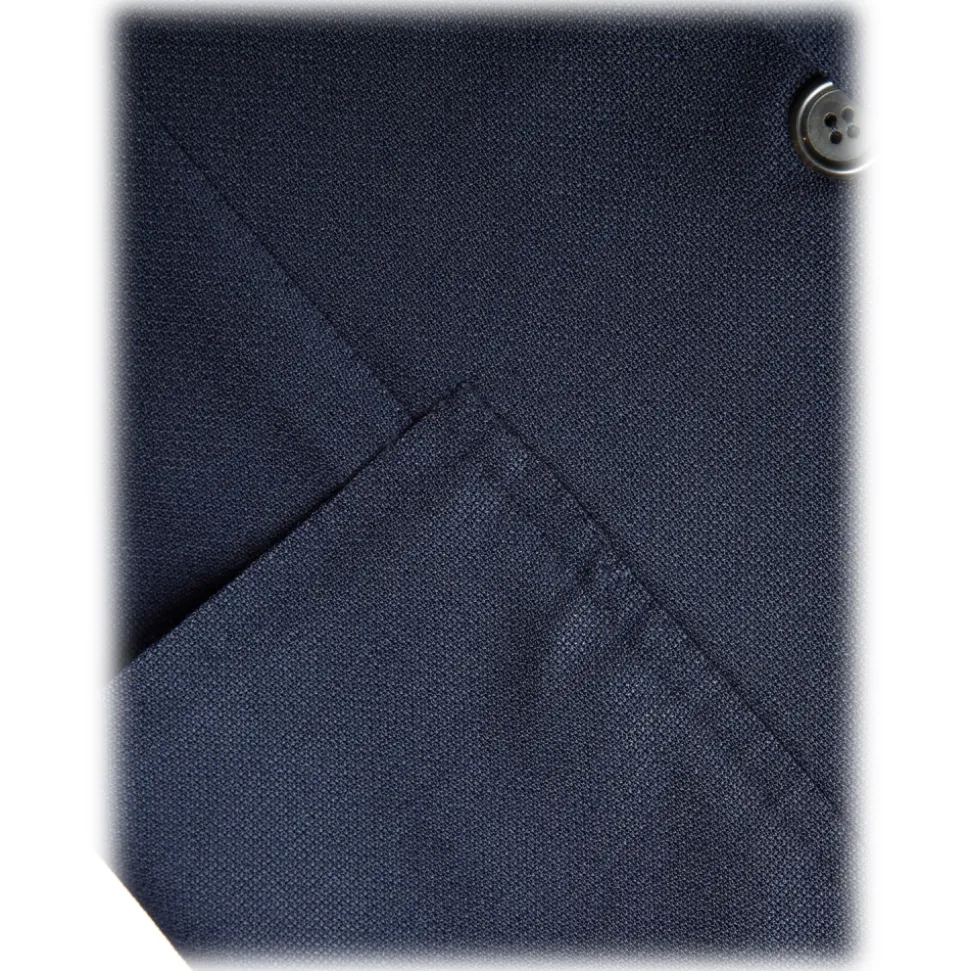 Viola Milano - Sartorial Half-lined Hopsack Blazer - Navy - Handmade in Italy - Luxury Exclusive Collection - Avvenice