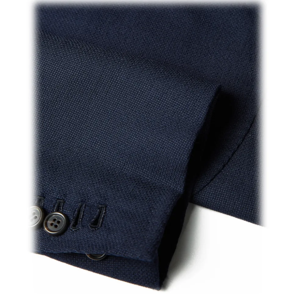 Viola Milano - Sartorial Half-lined Hopsack Blazer - Navy - Handmade in Italy - Luxury Exclusive Collection - Avvenice