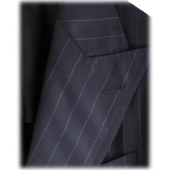Viola Milano - Sartorial Half-lined Double Breasted Suit - Navy Chalk Stripe - Handmade in Italy - Luxury Exclusive Collection - Avvenice