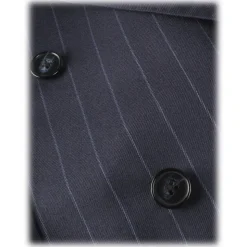 Viola Milano - Sartorial Half-lined Double Breasted Suit - Navy Chalk Stripe - Handmade in Italy - Luxury Exclusive Collection - Avvenice