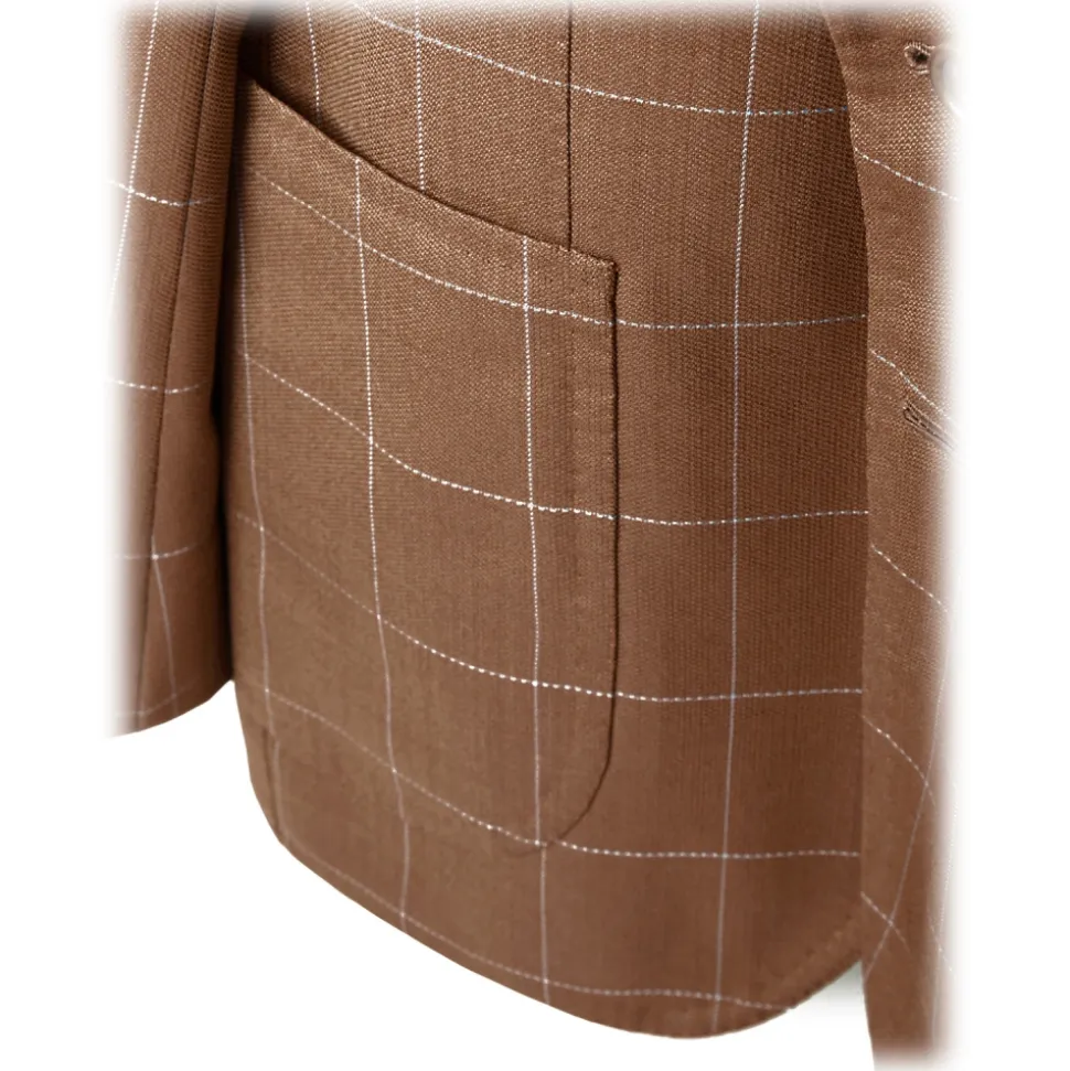 Viola Milano - Sartorial Half-lined Limited Sports Club Blazer - Check - Handmade in Italy - Luxury Exclusive Collection - Avvenice