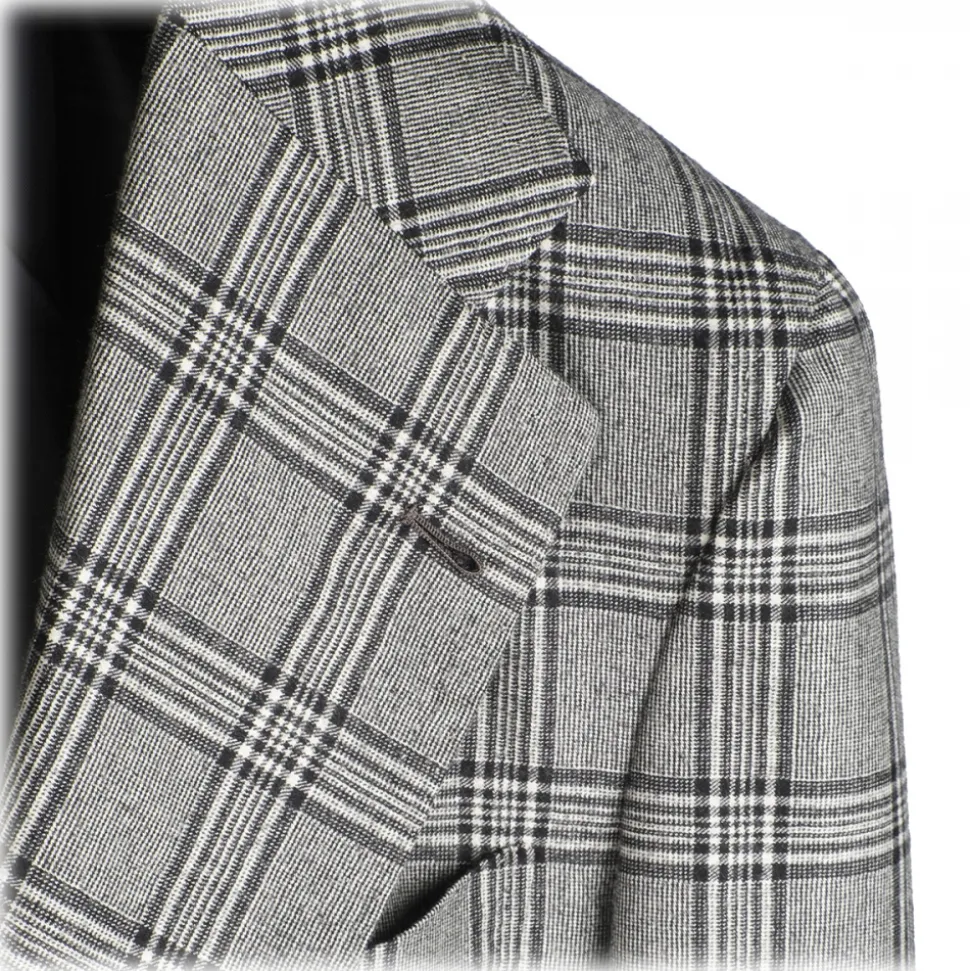 Viola Milano - Sartorial Half-Lined 100% Cashmere Blazer – Glencheck - Handmade in Italy - Luxury Exclusive Collection - Avvenice