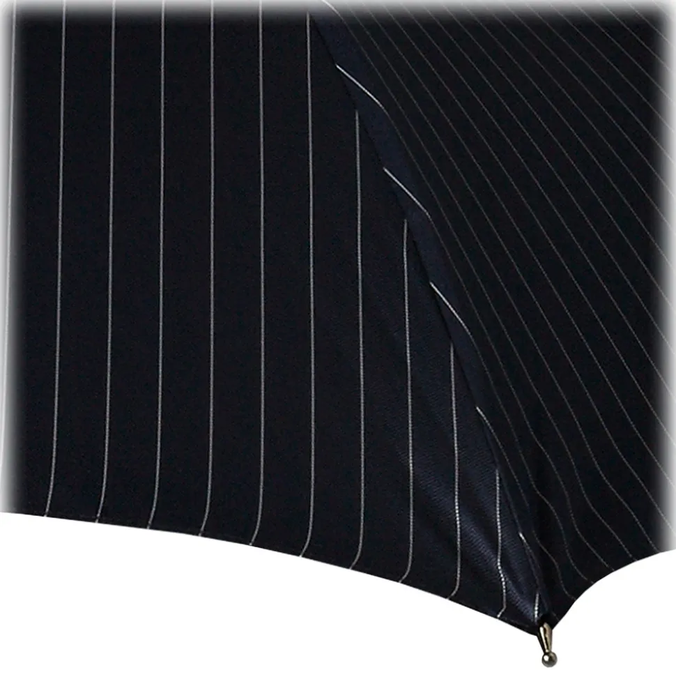 Viola Milano - Shalk Stripe Chestnut Umbrella - Navy and Ivory - Handmade in Italy - Luxury Exclusive Collection - Avvenice