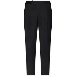 Viola Milano - Single Pleated Wool Pants with Side Adjusters - Dark Grey - Handmade in Italy - Luxury Exclusive Collection - Avvenice