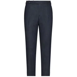 Viola Milano - Single Pleated Denim Pants with Side Adjusters - Classic - Handmade in Italy - Luxury Exclusive Collection - Avvenice