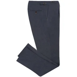 Viola Milano - Single Pleated Denim Pants with Side Adjusters - Classic - Handmade in Italy - Luxury Exclusive Collection - Avvenice