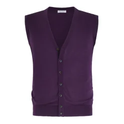Viola Milano - Sleeveless Cashmere and Silk Cardigan - Purple - Handmade in Italy - Luxury Exclusive Collection - Avvenice