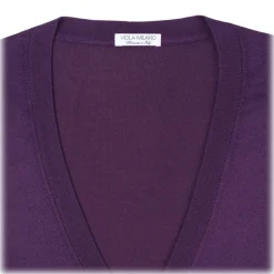 Viola Milano - Sleeveless Cashmere and Silk Cardigan - Purple - Handmade in Italy - Luxury Exclusive Collection - Avvenice