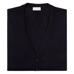 Viola Milano - Sleeveless Cashmere and Silk Cardigan - Navy - Handmade in Italy - Luxury Exclusive Collection - Avvenice