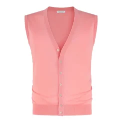 Viola Milano - Sleeveless Cashmere and Silk Cardigan - Pink - Handmade in Italy - Luxury Exclusive Collection - Avvenice