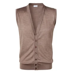 Viola Milano - Sleeveless Cashmere and Silk Cardigan - Beige - Handmade in Italy - Luxury Exclusive Collection - Avvenice