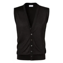 Viola Milano - Sleeveless Cashmere and Silk Cardigan - Dark Grey - Handmade in Italy - Luxury Exclusive Collection - Avvenice