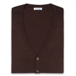 Viola Milano - Sleeveless Cashmere and Silk Cardigan - Brown - Handmade in Italy - Luxury Exclusive Collection - Avvenice