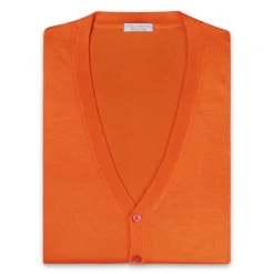 Viola Milano - Sleeveless Cashmere and Silk Cardigan - Orange - Handmade in Italy - Luxury Exclusive Collection - Avvenice