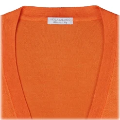 Viola Milano - Sleeveless Cashmere and Silk Cardigan - Orange - Handmade in Italy - Luxury Exclusive Collection - Avvenice