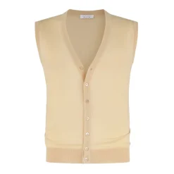 Viola Milano - Sleeveless Cashmere and Silk Cardigan - Natural - Handmade in Italy - Luxury Exclusive Collection - Avvenice