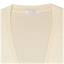 Viola Milano - Sleeveless Cashmere and Silk Cardigan - Natural - Handmade in Italy - Luxury Exclusive Collection - Avvenice