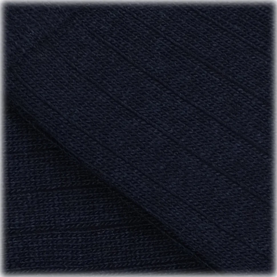 Viola Milano - Solid 100% Cashmere Over-The-Calf Socks - Navy - Handmade in Italy - Luxury Exclusive Collection - Avvenice