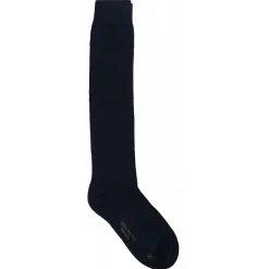 Viola Milano - Solid 100% Cashmere Over-The-Calf Socks - Navy - Handmade in Italy - Luxury Exclusive Collection - Avvenice