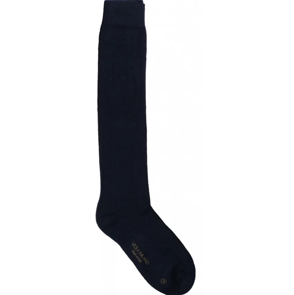 Viola Milano - Solid 100% Cashmere Over-The-Calf Socks - Navy - Handmade in Italy - Luxury Exclusive Collection - Avvenice