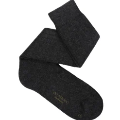 Viola Milano - Solid 100% Cashmere Over-The-Calf Socks - Charcoal - Handmade in Italy - Luxury Exclusive Collection - Avvenice