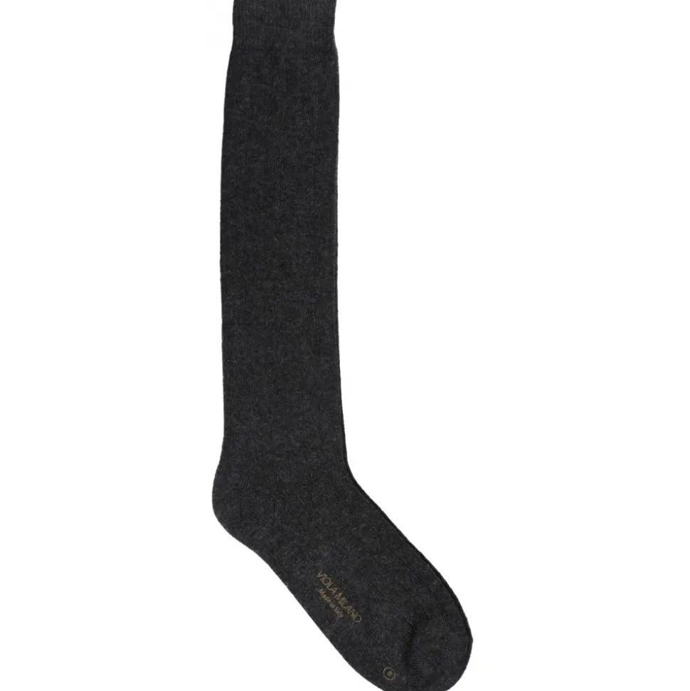 Viola Milano - Solid 100% Cashmere Over-The-Calf Socks - Charcoal - Handmade in Italy - Luxury Exclusive Collection - Avvenice