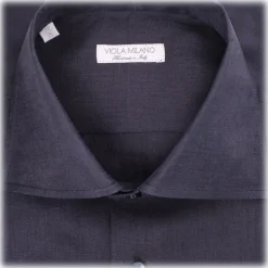 Viola Milano - Solid 100% Linen Shirt – Navy - Handmade in Italy - Luxury Exclusive Collection - Avvenice
