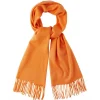 Viola Milano - Solid 100% Zibellino Cashmere Scarf - Orange - Handmade in Italy - Luxury Exclusive Collection - Avvenice