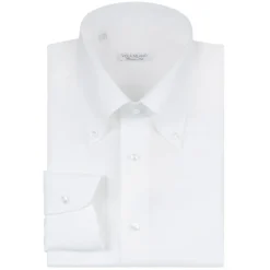 Viola Milano - Solid Carlo Riva Oxford/Linen Button-Down Shirt - White - Handmade in Italy - Luxury Exclusive Collection - Avvenice