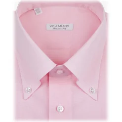 Viola Milano - Solid Carlo Riva Voila Tela Button-Down Shirt - Pink - Handmade in Italy - Luxury Exclusive Collection - Avvenice