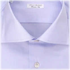 Viola Milano - Solid Color Shirt - Viola Blue - Handmade in Italy - Luxury Exclusive Collection - Avvenice