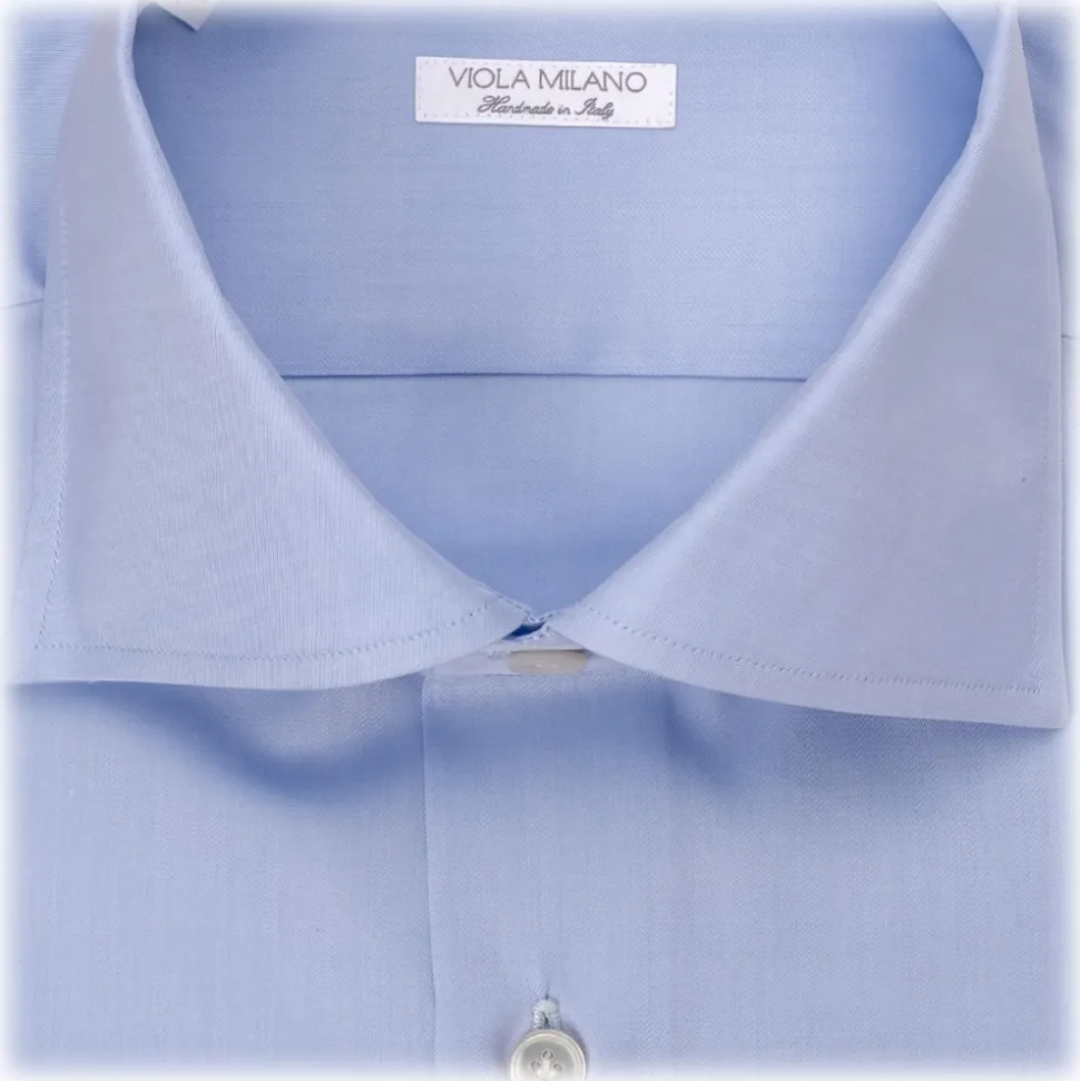 Viola Milano - Solid Color Shirt - Light Blue - Handmade in Italy - Luxury Exclusive Collection - Avvenice