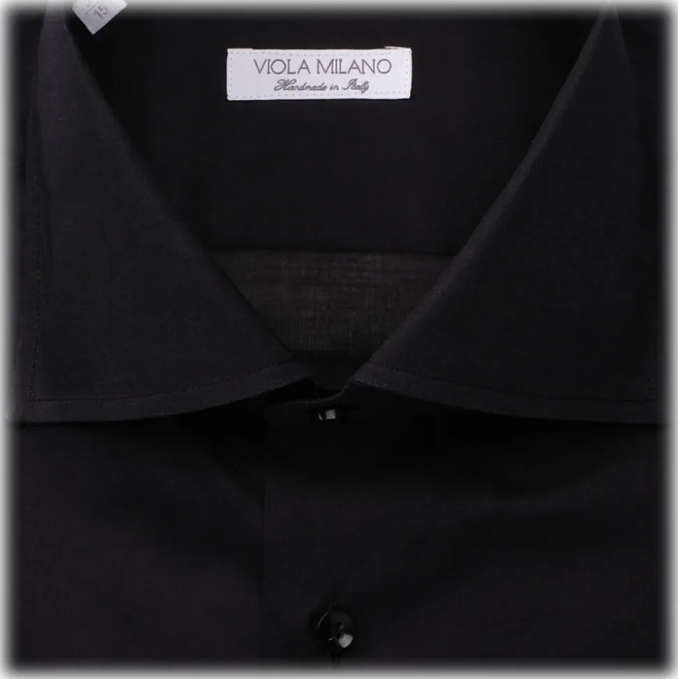 Viola Milano - Solid Color Shirt - Midnight - Handmade in Italy - Luxury Exclusive Collection - Avvenice