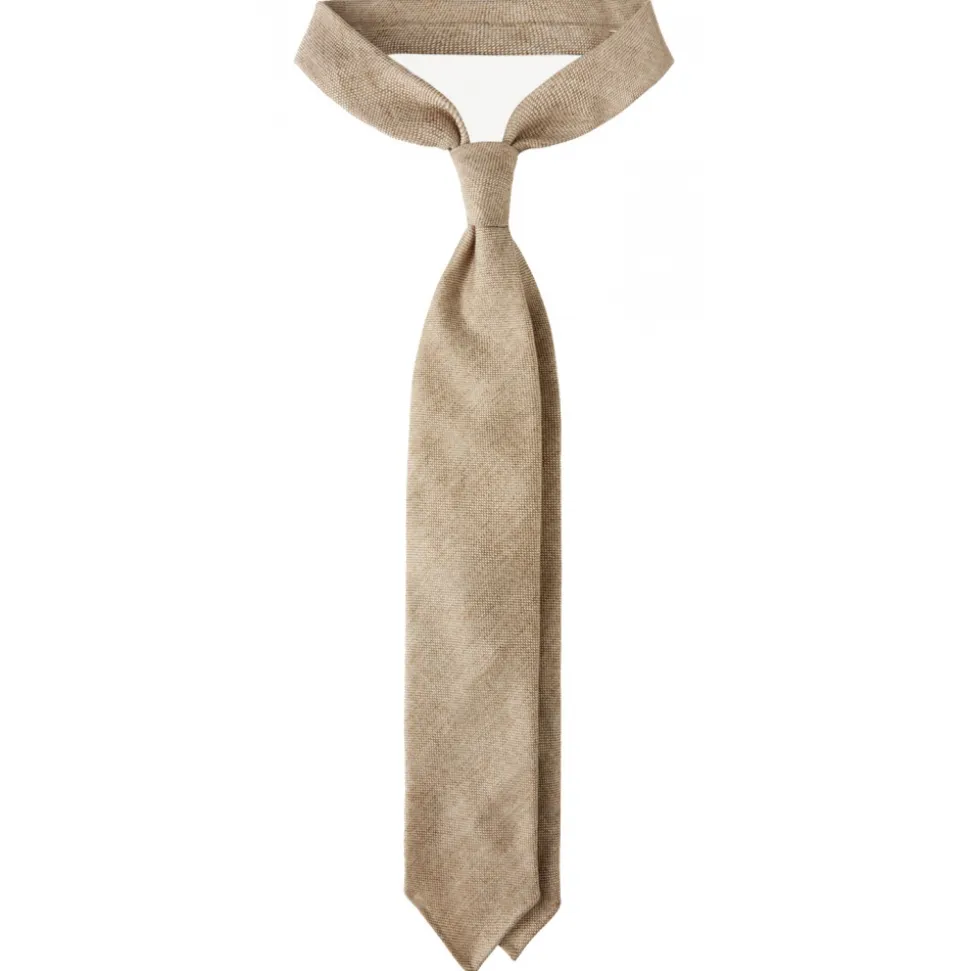 Viola Milano - Solid 7-fold Handrolled 100% Cashmere Tie - Sand - Handmade in Italy - Luxury Exclusive Collection - Avvenice