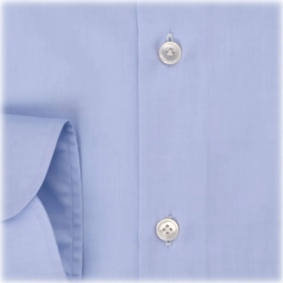 Viola Milano - Solid Handmade Cutaway-Collar Shirt - Light Blue - Handmade in Italy - Luxury Exclusive Collection - Avvenice