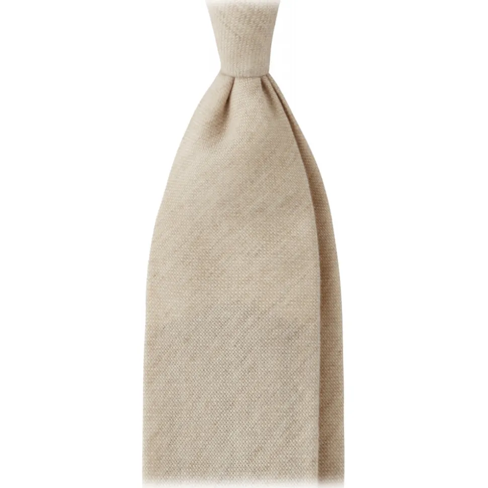 Viola Milano - Solid Handrolled 100% Cashmere Tie - Sand - Handmade in Italy - Luxury Exclusive Collection - Avvenice