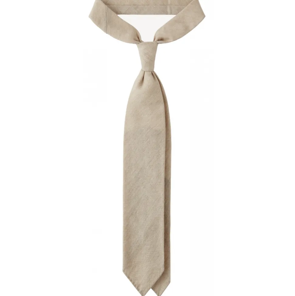 Viola Milano - Solid Handrolled 100% Cashmere Tie - Sand - Handmade in Italy - Luxury Exclusive Collection - Avvenice