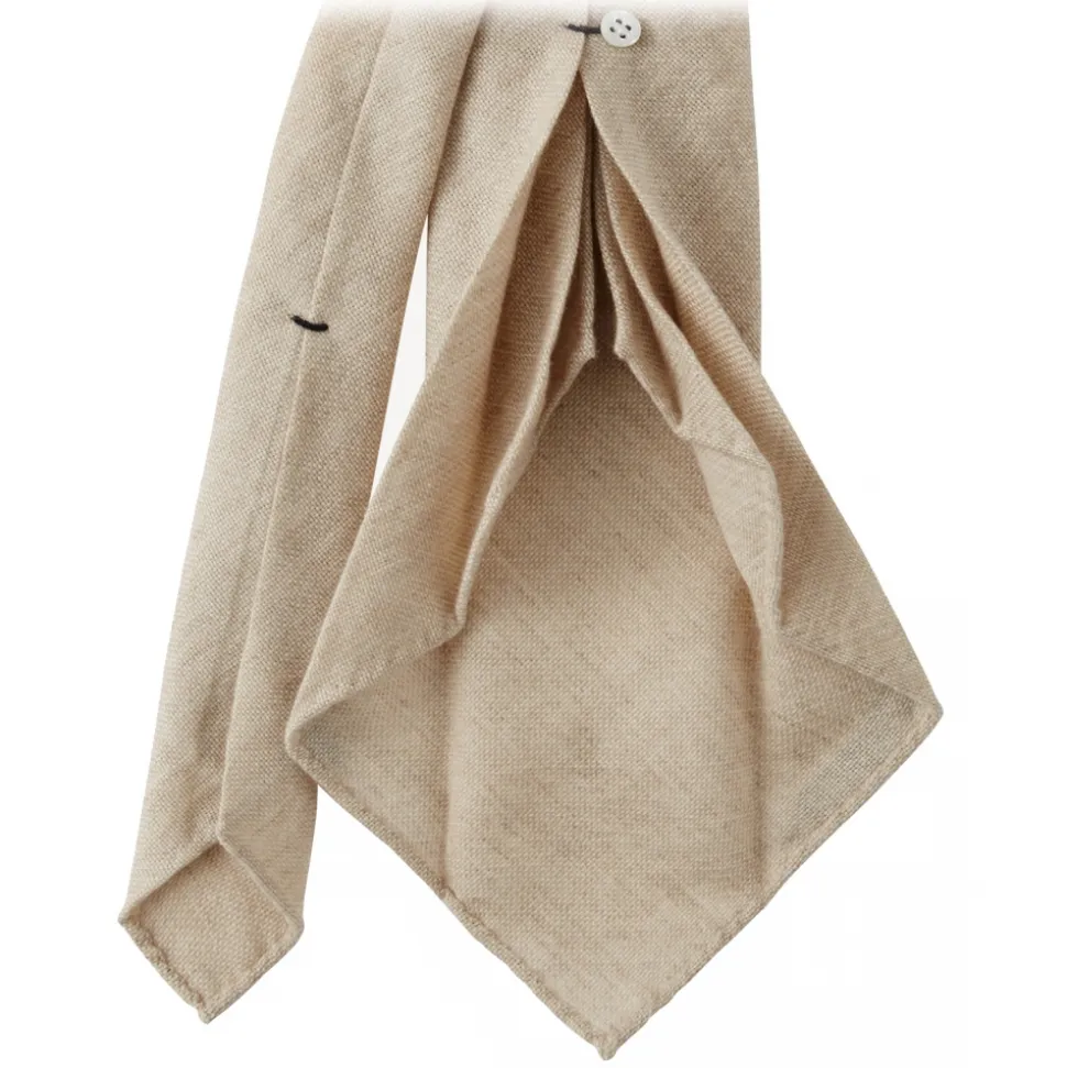 Viola Milano - Solid Handrolled 100% Cashmere Tie - Sand - Handmade in Italy - Luxury Exclusive Collection - Avvenice