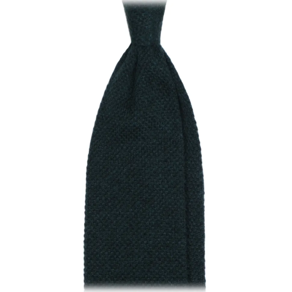 Viola Milano - Solid Knitted 100% Cashmere Tie - Forest - Handmade in Italy - Luxury Exclusive Collection - Avvenice