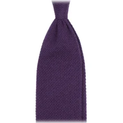 Viola Milano - Solid Knitted 100% Cashmere Tie - Purple - Handmade in Italy - Luxury Exclusive Collection - Avvenice