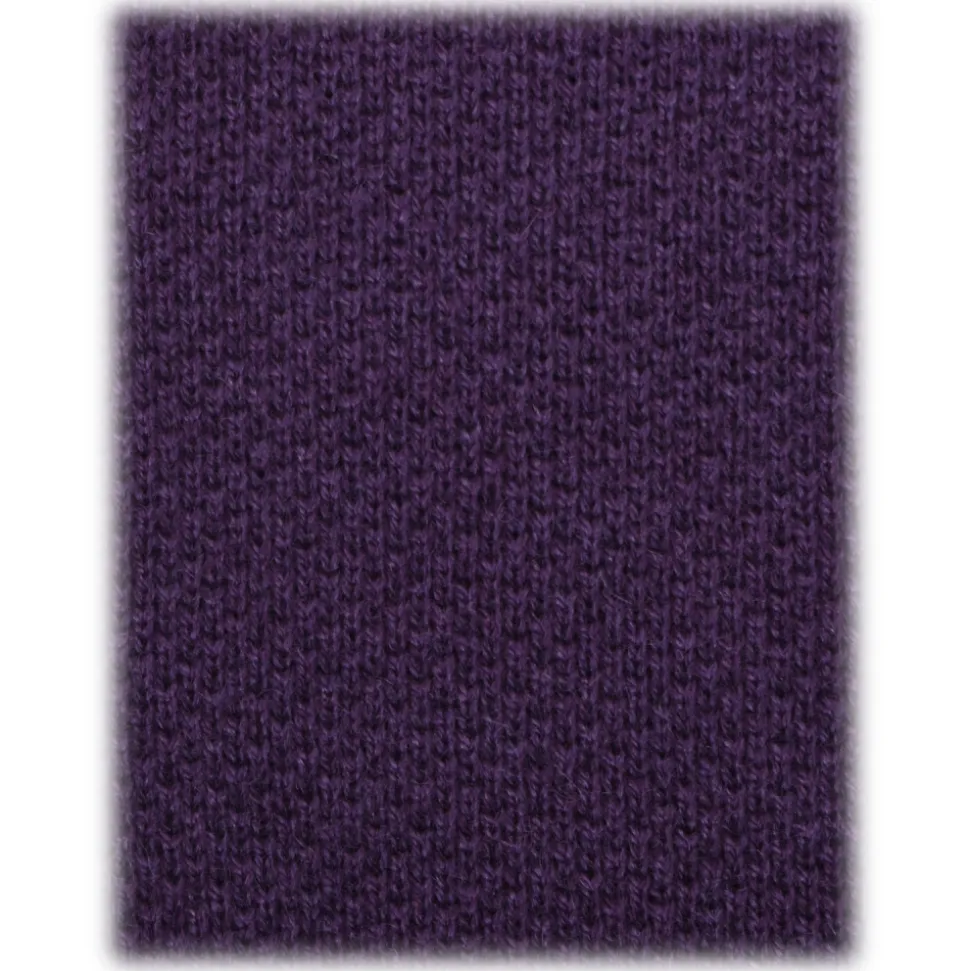 Viola Milano - Solid Knitted 100% Cashmere Tie - Purple - Handmade in Italy - Luxury Exclusive Collection - Avvenice