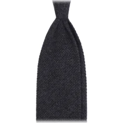 Viola Milano - Solid Knitted 100% Cashmere Tie - Charcoal - Handmade in Italy - Luxury Exclusive Collection - Avvenice
