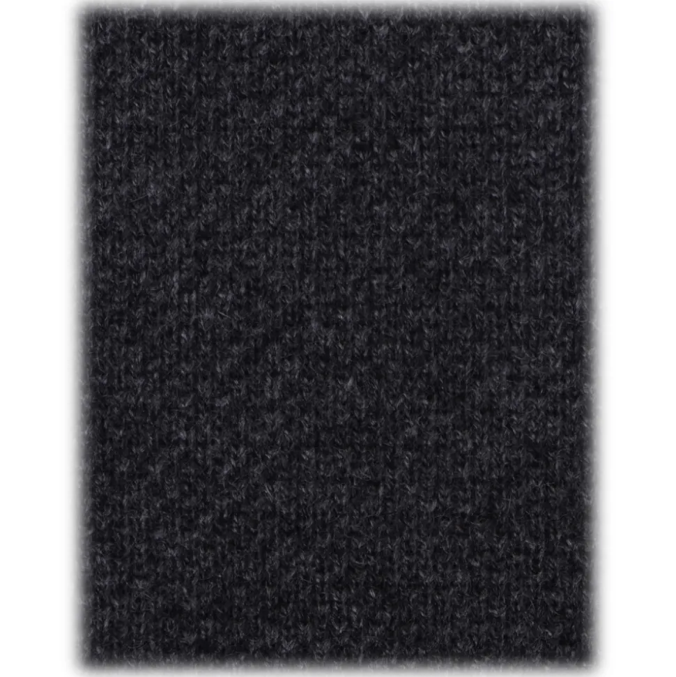 Viola Milano - Solid Knitted 100% Cashmere Tie - Charcoal - Handmade in Italy - Luxury Exclusive Collection - Avvenice