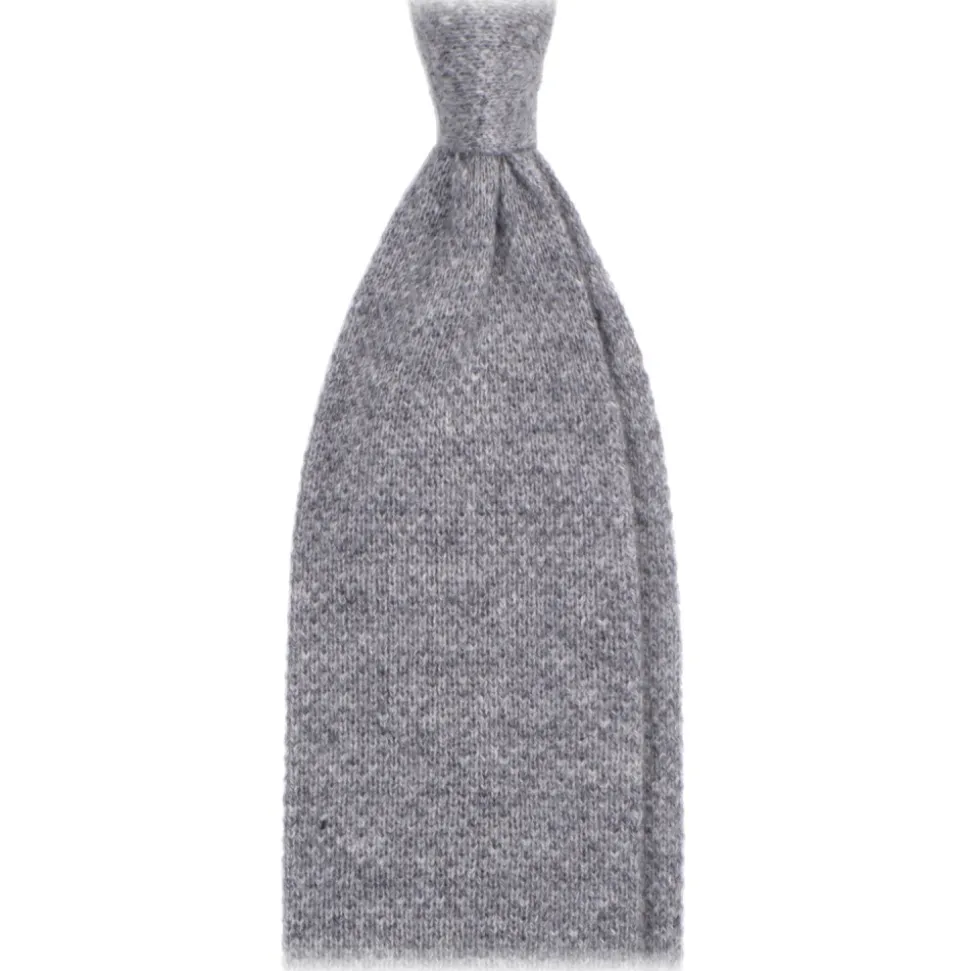 Viola Milano - Solid Knitted 100% Cashmere Tie - Light Grey - Handmade in Italy - Luxury Exclusive Collection - Avvenice