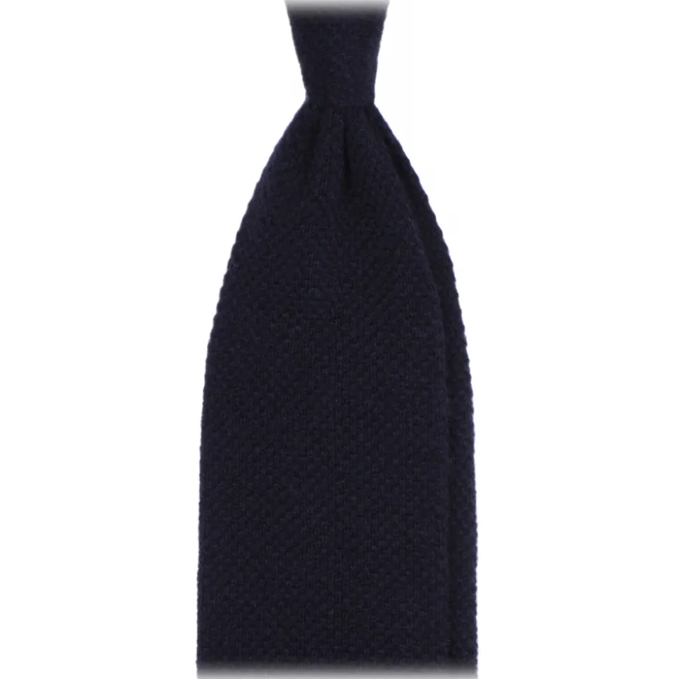 Viola Milano - Solid Knitted 100% Cashmere Tie - Navy - Handmade in Italy - Luxury Exclusive Collection - Avvenice