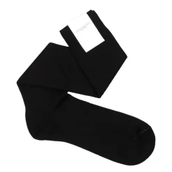 Viola Milano - Solid Over-the-Calf Socks - Black - Handmade in Italy - Luxury Exclusive Collection - Avvenice