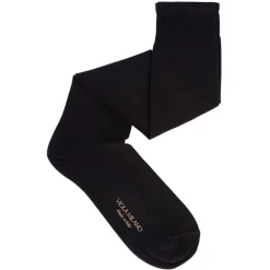 Viola Milano - Solid Over-The-Calf Cotton/Silk Socks - Black - Handmade in Italy - Luxury Exclusive Collection - Avvenice