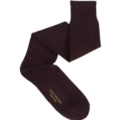 Viola Milano - Solid Over-The-Calf Cotton/Silk Socks - Dark Brown - Handmade in Italy - Luxury Exclusive Collection - Avvenice